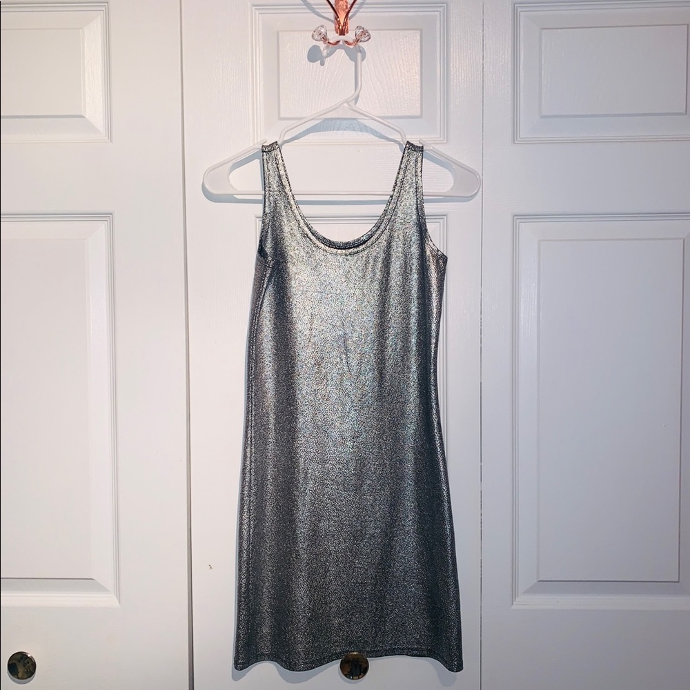 Silver Metallic Bodycon Dress